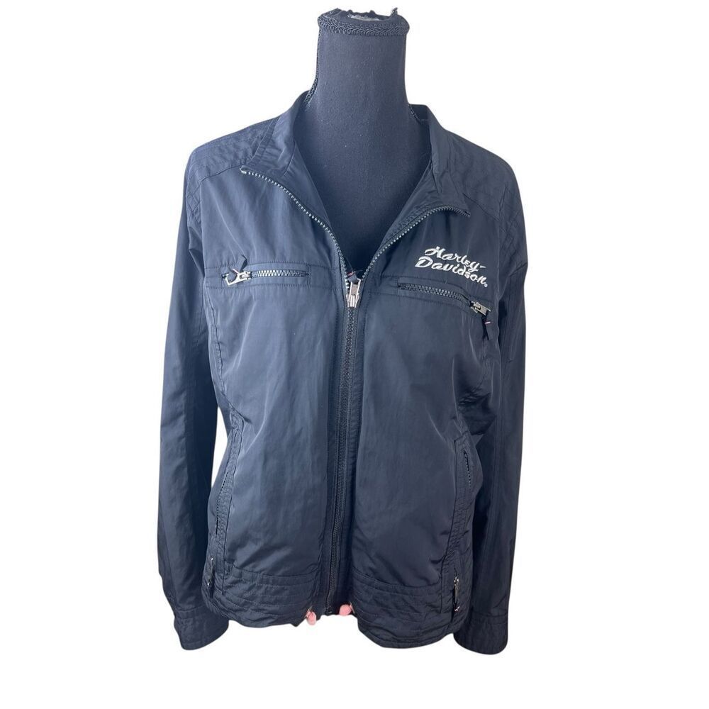 Harley Davidson Horizon Womens 1X  Black pink accent rain jacket motorcycle ride